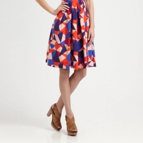MARC by MARC JACOBS NWOT Geometric Printed Silk Blend Skirt in Pure Blue Multi - Picture 1 of 7